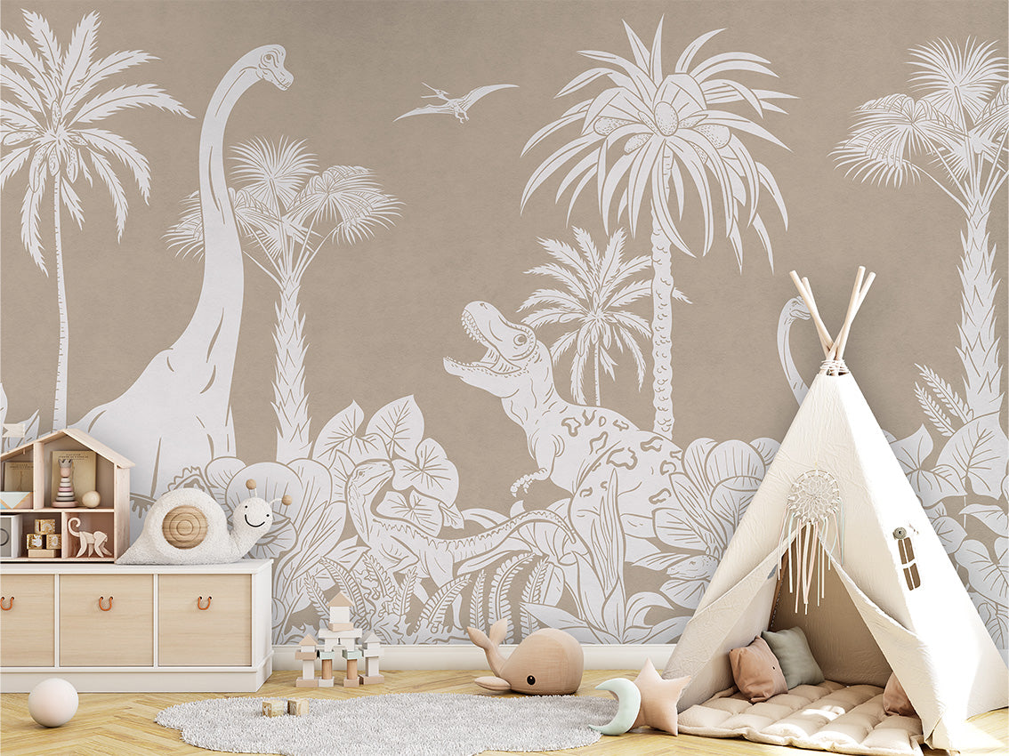 MONOCHROME DINO BROWN - Mural - Tipi