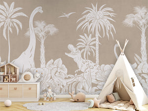 MONOCHROME DINO BROWN - Mural - Tipi
