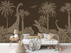 MONOCHROME DINO BROWN VINTAGE - Mural - Rotan couch