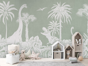 MONOCHROME DINO GREEN - Mural - House cabinets