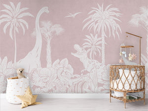 MONOCHROME DINO PINK - Mural - Crib rotan