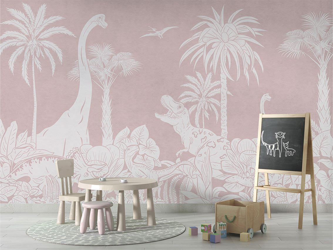 MONOCHROME DINO PINK - Mural - School board