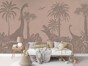 MONOCHROME DINO PINK VINTAGE - Mural - Rotan couch