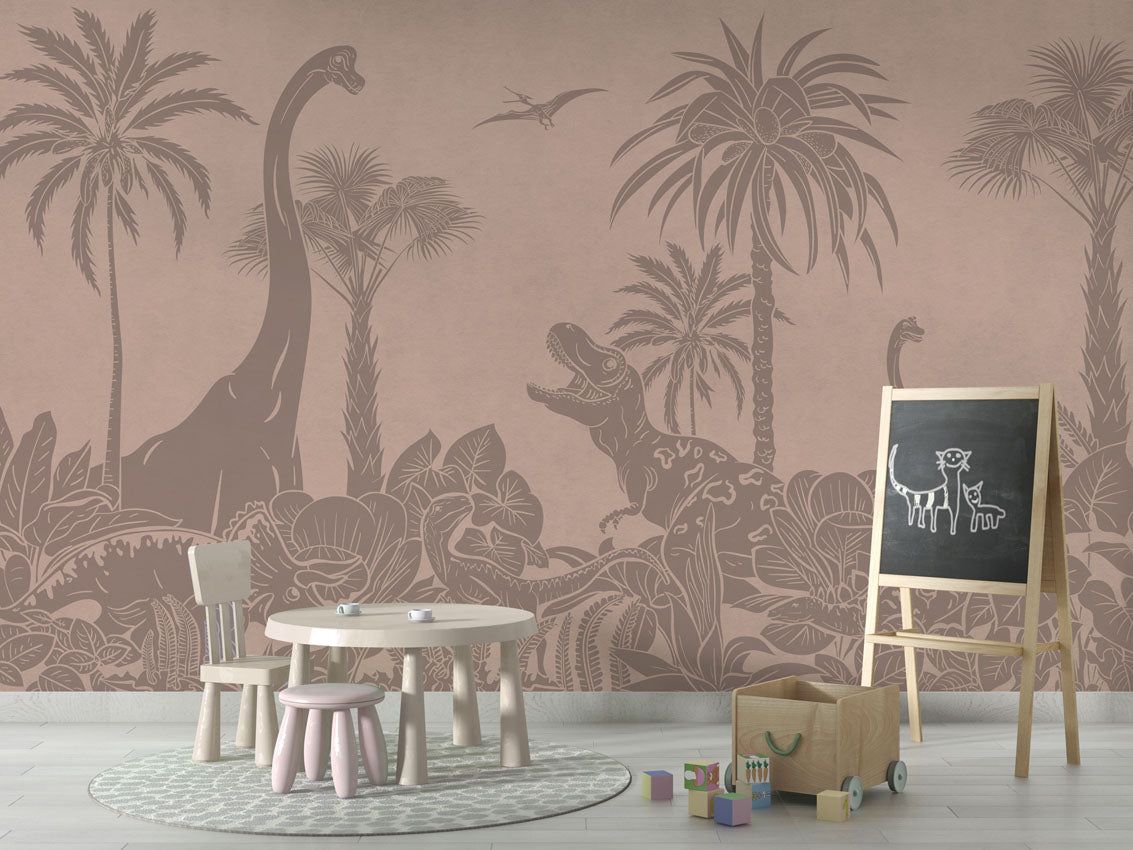 MONOCHROME DINO PINK VINTAGE - Mural - School board