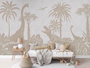 MONOCHROME DINO WHITE VINTAGE - Mural - Rotan couch