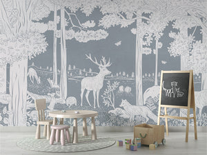 MONOCHROME FOREST BLUE - Mural - School board