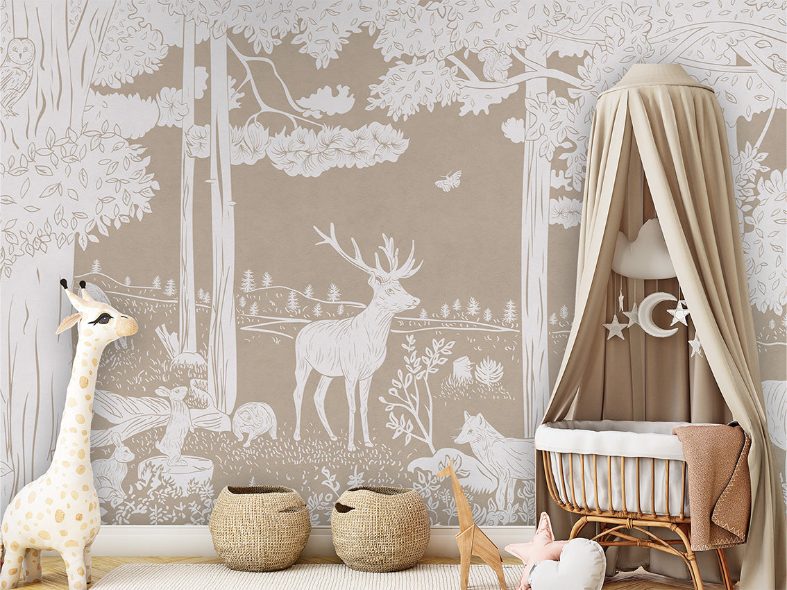 MONOCHROME FOREST BROWN - Mural - Crib clamboe