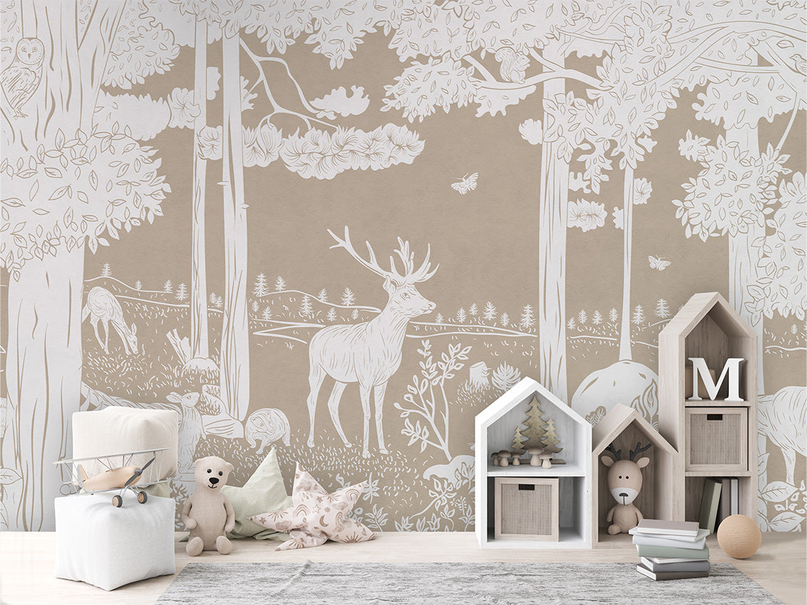 MONOCHROME FOREST BROWN - Mural - House cabinets