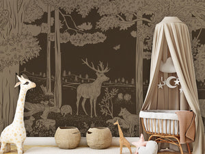 MONOCHROME FOREST BROWN VINTAGE - Mural - Crib clamboe