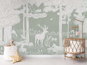 MONOCHROME FOREST GREEN - Mural - Crib rotan