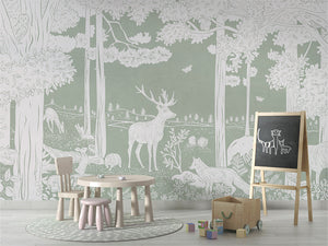 MONOCHROME FOREST GREEN - Mural - School board