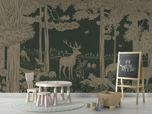 MONOCHROME FOREST GREEN VINTAGE - Mural - School board