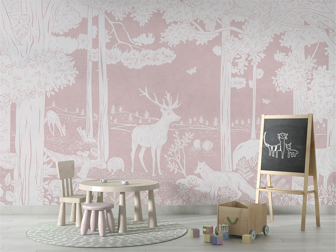 MONOCHROME FOREST PINK - Mural - School board