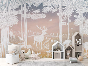MONOCHROME FOREST PINK SKY - Mural - House cabinets