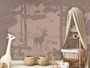 MONOCHROME FOREST PINK VINTAGE - Mural - Crib clamboe