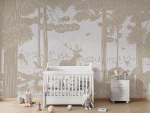MONOCHROME FOREST WHITE VINTAGE - Mural - Crib white