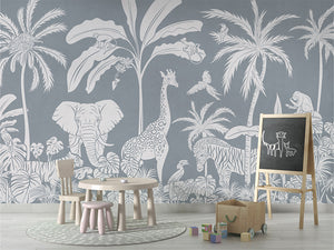 MONOCHROME JUNGLE BLUE - Mural - School board