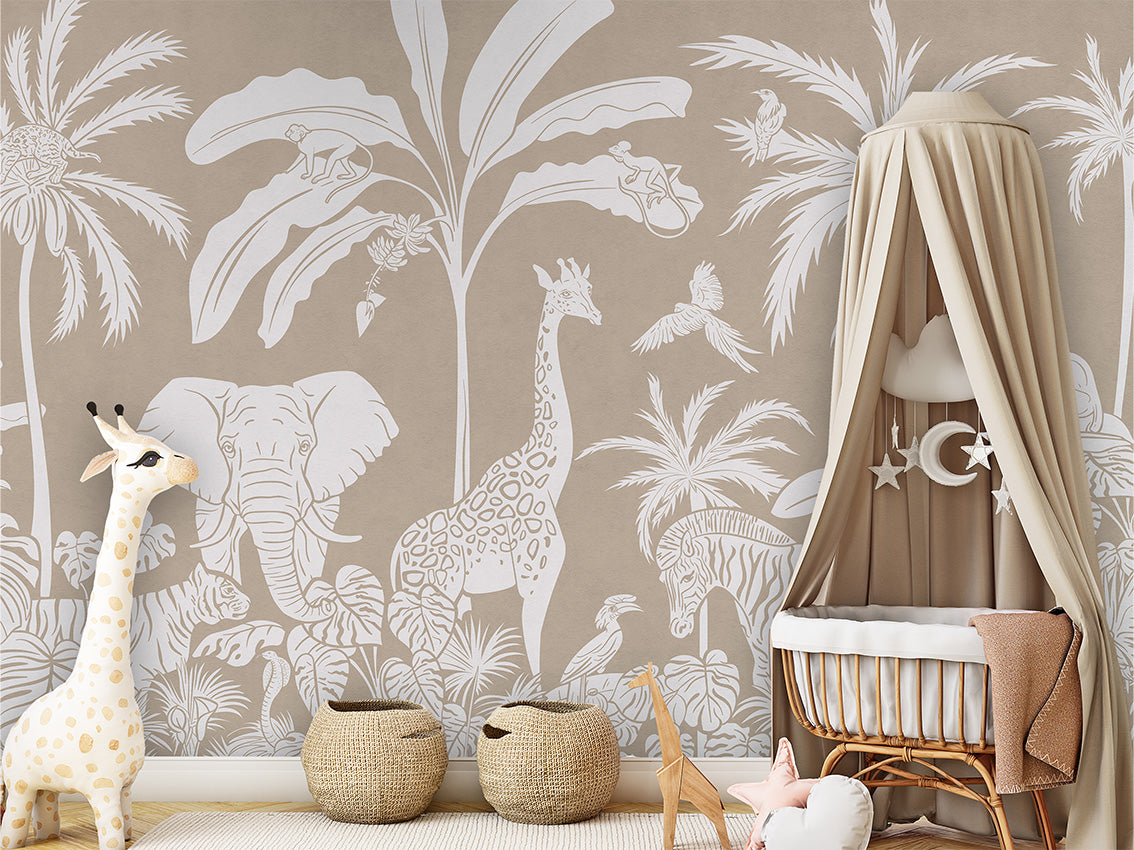 MONOCHROME JUNGLE BROWN - Mural - Crib clamboe