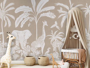 MONOCHROME JUNGLE BROWN - Mural - Crib clamboe