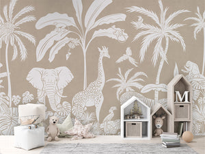 MONOCHROME JUNGLE BROWN - Mural - House cabinets