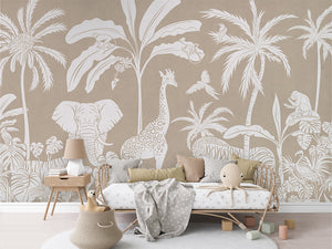 MONOCHROME JUNGLE BROWN - Mural - Rotan couch