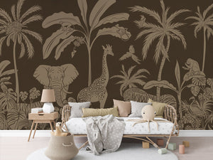 MONOCHROME JUNGLE BROWN VINTAGE - Mural - Rotan couch