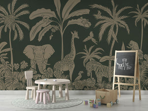 MONOCHROME JUNGLE GREEN VINTAGE - Mural - School board