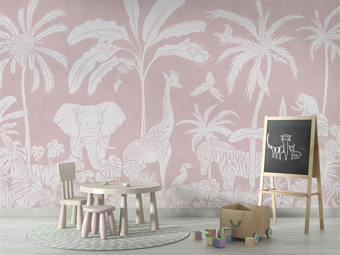 MONOCHROME JUNGLE PINK - Mural - School board