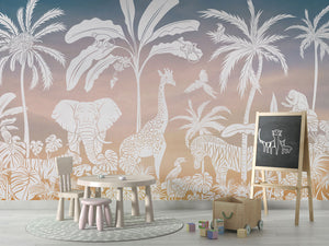 MONOCHROME JUNGLE PINK SKY - Mural - School board