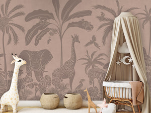 MONOCHROME JUNGLE PINK VINTAGE - Mural - Crib clamboe