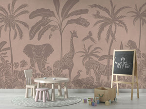 MONOCHROME JUNGLE PINK VINTAGE - Mural - School board