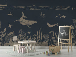 MONOCHROME SEA BLUE VINTAGE - Mural - School board