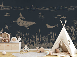 MONOCHROME SEA BLUE VINTAGE - Mural - Tipi