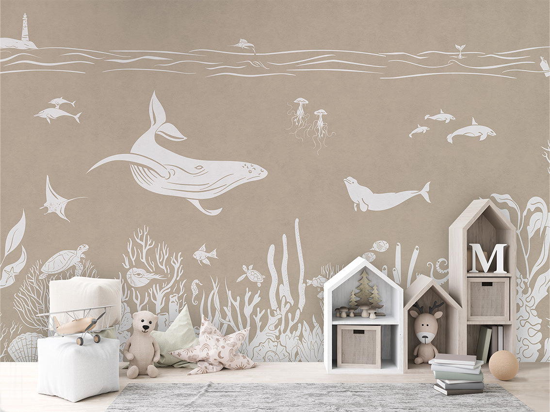 MONOCHROME SEA BROWN - Mural - House cabinets
