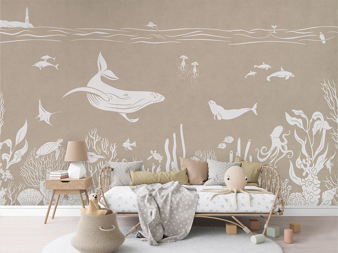 MONOCHROME SEA BROWN - Mural - Rotan couch