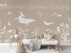 MONOCHROME SEA BROWN - Mural - Rotan couch