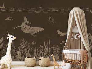 MONOCHROME SEA BROWN VINTAGE - Mural - Crib clamboe
