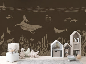 MONOCHROME SEA BROWN VINTAGE - Mural - House cabinets