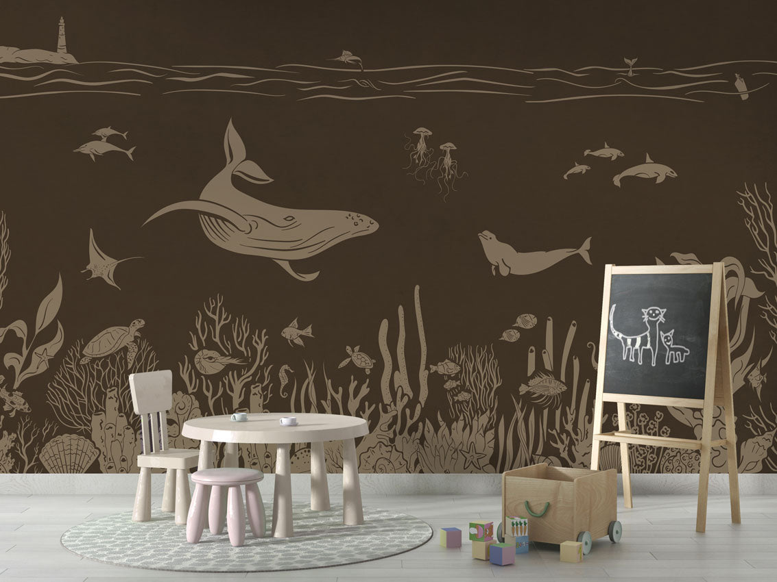 MONOCHROME SEA BROWN VINTAGE - Mural - School board
