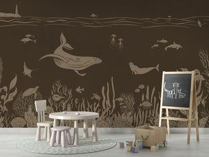 MONOCHROME SEA BROWN VINTAGE - Mural - School board