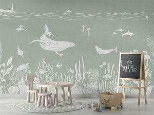 MONOCHROME SEA GREEN - Mural - School board