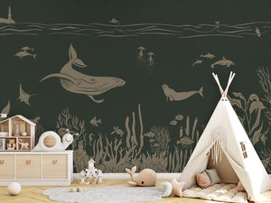 MONOCHROME SEA GREEN VINTAGE - Mural - Tipi