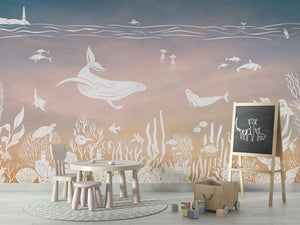 MONOCHROME SEA PINK AQUA - Mural - School board