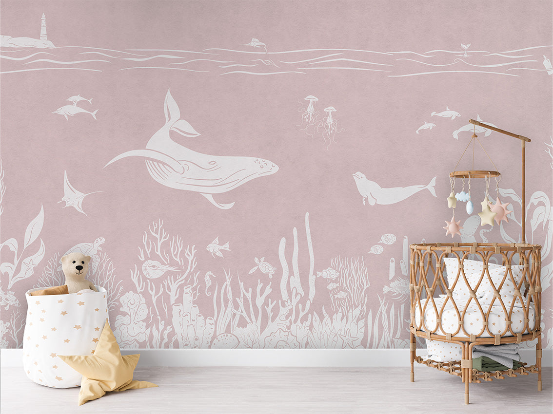 MONOCHROME SEA PINK - Mural - Crib rotan