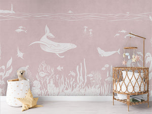 MONOCHROME SEA PINK - Mural - Crib rotan