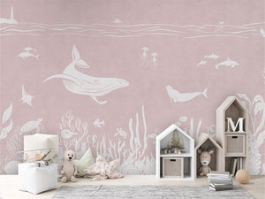 MONOCHROME SEA PINK - Mural - House cabinets