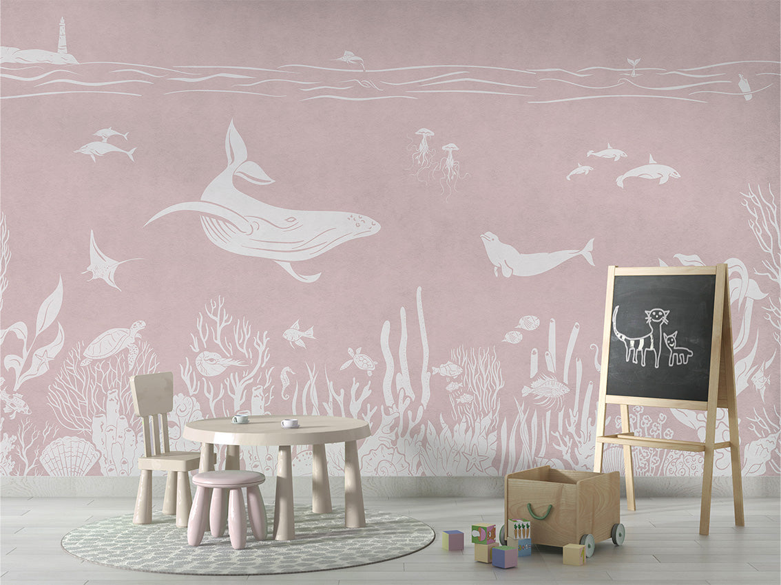 MONOCHROME SEA PINK - Mural - School board