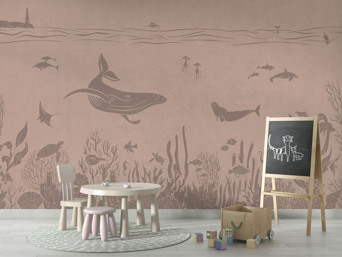 MONOCHROME SEA PINK VINTAGE - Mural - School board