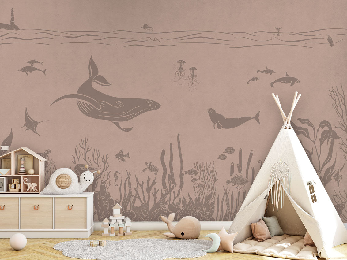 MONOCHROME SEA PINK VINTAGE - Mural - Tipi