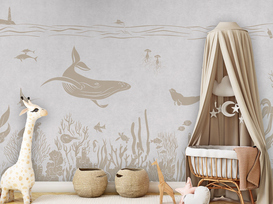 MONOCHROME SEA WHITE VINTAGE - Mural - Crib clamboe